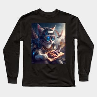 Funny Cat Digital Artwork Futuristic - Awesome Mothers Day Birthday Gift ideas Long Sleeve T-Shirt